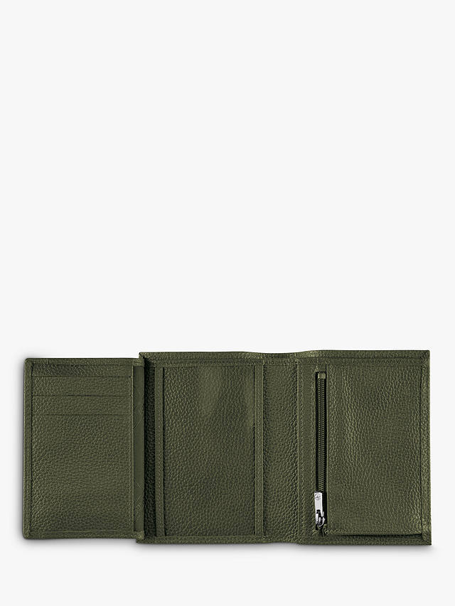 Longchamp Le Foulonné Leather Tri-Fold Wallet, Khaki