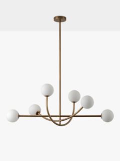 lights&lamps Perry 6 Arm Pendant Ceiling Light, Brass/Opal