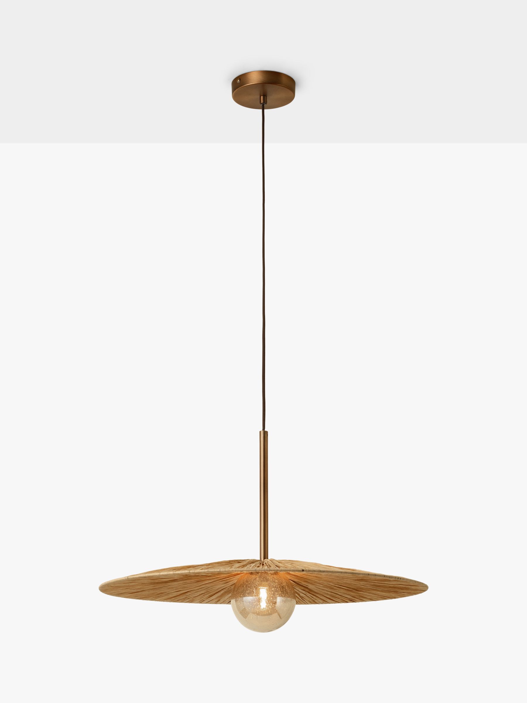 Ridotti - 1 Light Natural Raffia and Burnished Brass Floor Lamp