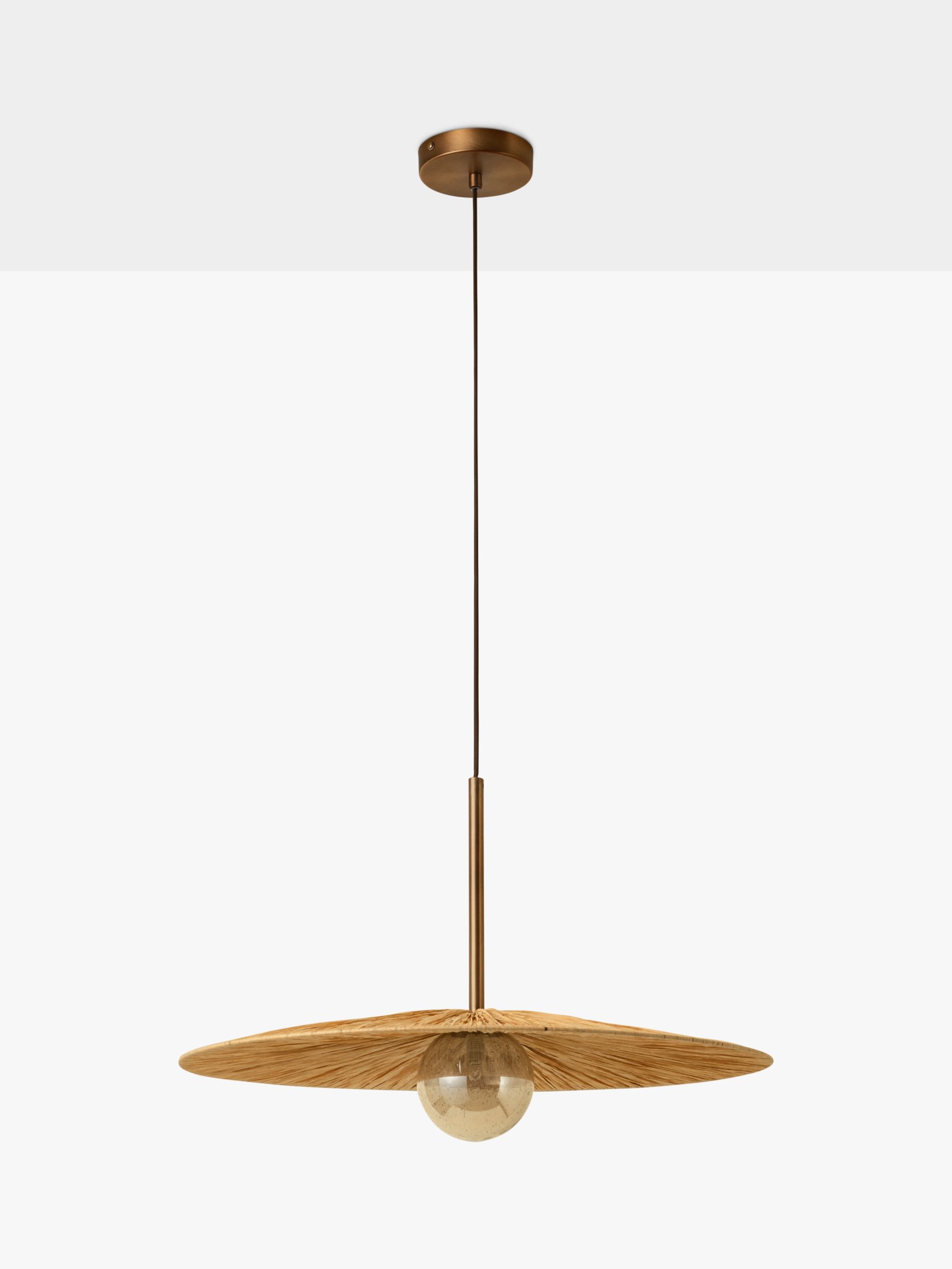 Ridotti - 1 Light Natural Raffia and Burnished Brass Floor Lamp