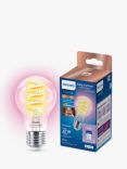 Philips Smart 6.3W A60 E27 RGB Filament Bulb Connected by WiZ, Clear