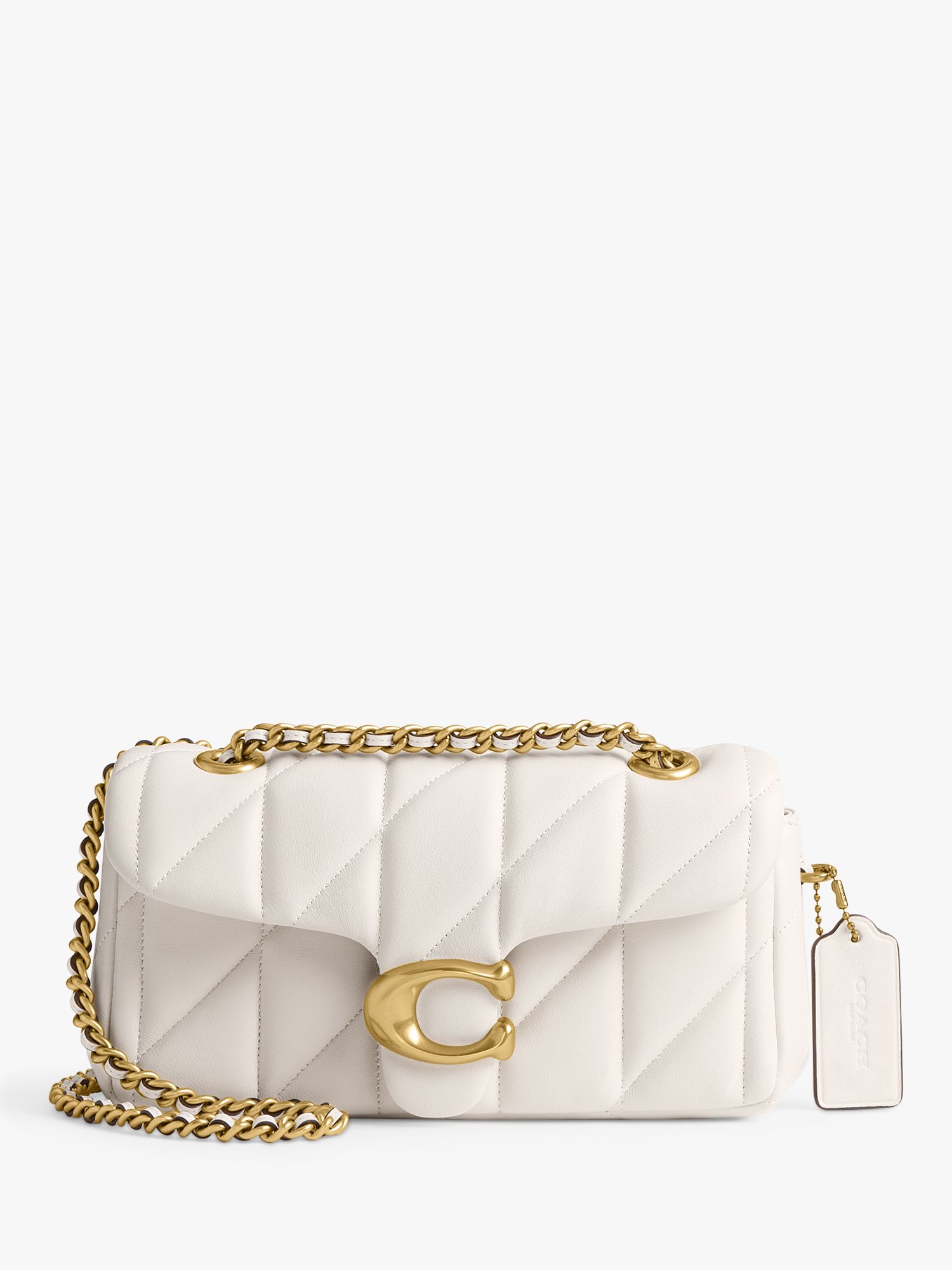 Coach Tabby 20 Quilted Leather Chain Strap Cross Body Bag, Chalk