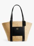 Coach Small Straw Leather Trim Tote Bag, Natural