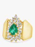 Milton & Humble Jewellery Pre-Loved 14ct Yellow Gold Emerald & Diamond Statement Cluster Ring