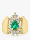 Milton & Humble Jewellery Pre-Loved 14ct Yellow Gold Emerald & Diamond Statement Cluster Ring