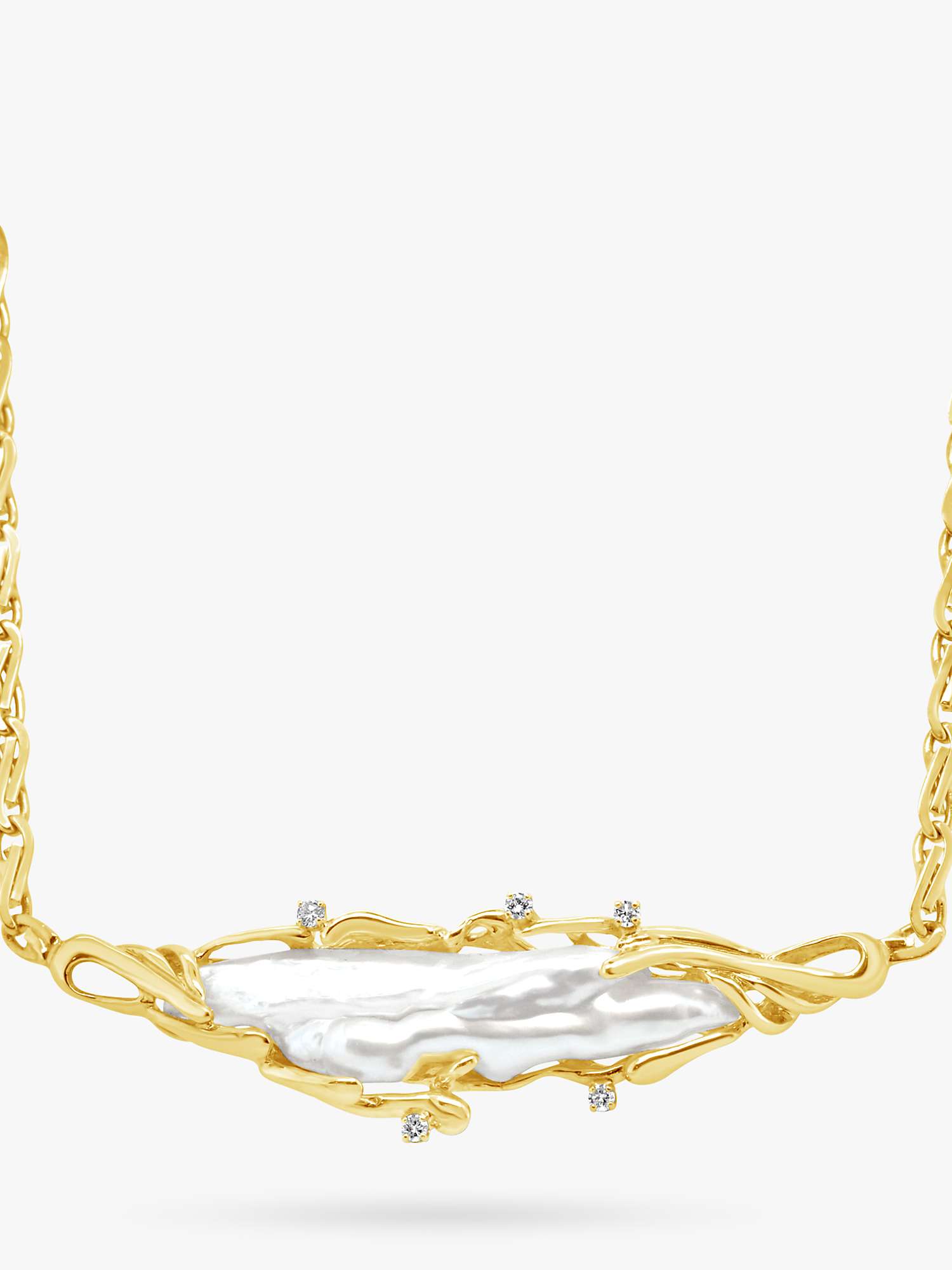 Buy Milton & Humble Jewellery Second Hand 14ct Yellow Gold Freshwater Pearl & Diamond Statement Necklace Online at johnlewis.com