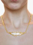 Milton & Humble Jewellery Pre-Loved 14ct Yellow Gold Freshwater Pearl & Diamond Statement Necklace