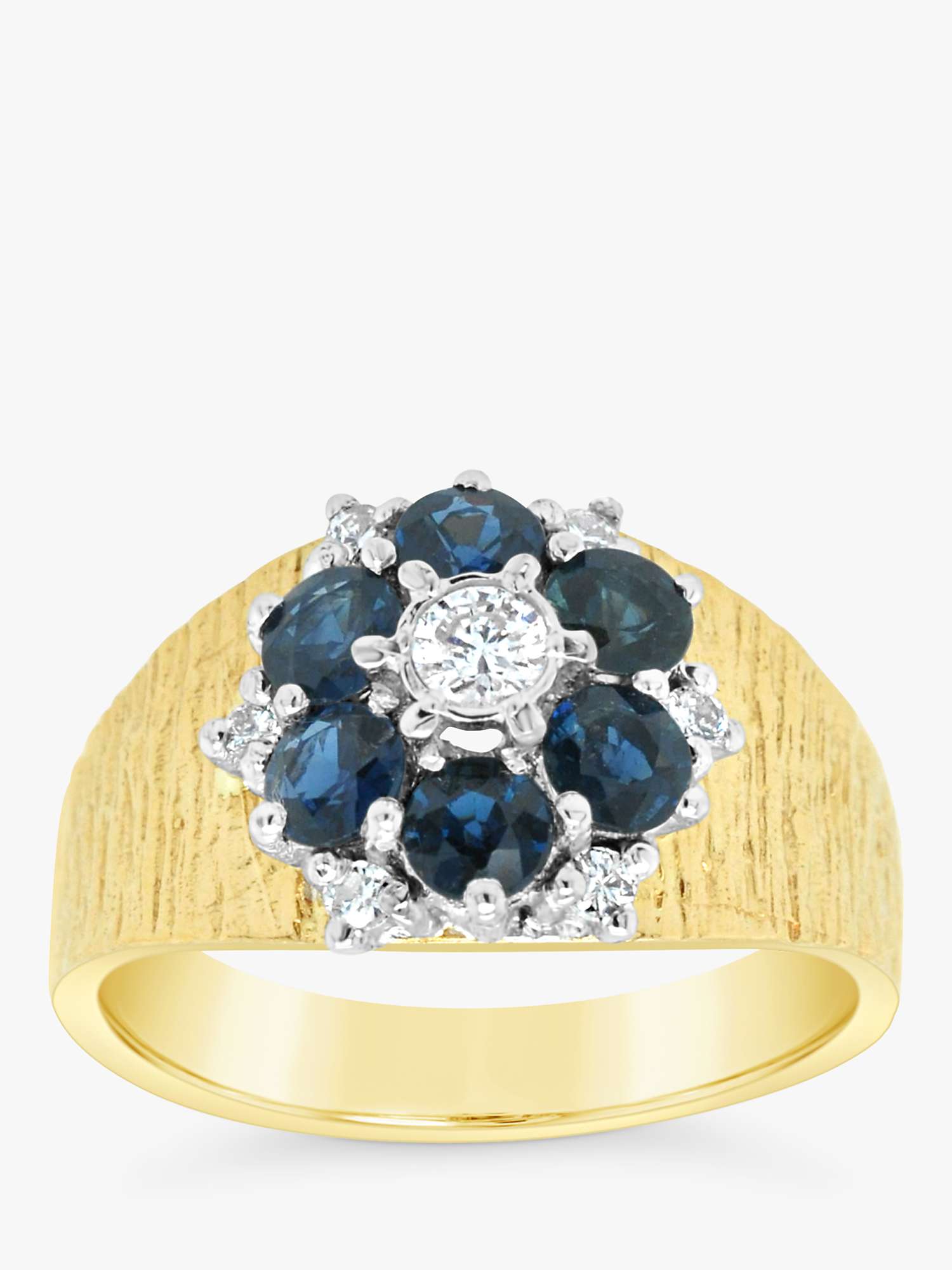Buy Milton & Humble Jewellery Second Hand 18ct White & Yellow Gold Sapphire & Diamond Floral Cluster Ring, Dated London 1978 Online at johnlewis.com