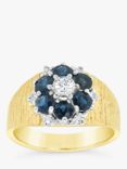 Milton & Humble Jewellery Second Hand 18ct White & Yellow Gold Sapphire & Diamond Floral Cluster Ring, Dated London 1978