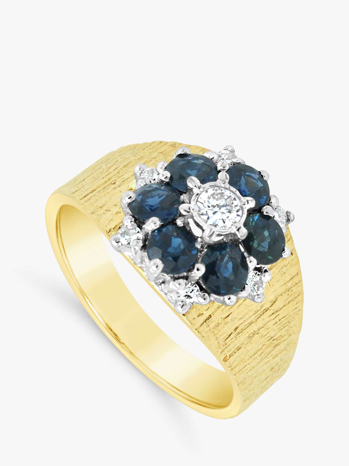 Buy Milton & Humble Jewellery Second Hand 18ct White & Yellow Gold Sapphire & Diamond Floral Cluster Ring, Dated London 1978 Online at johnlewis.com