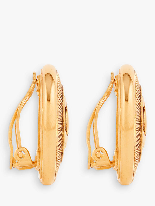 Susan Caplan Vintage Chanel Byzantine Logo Clip-On Earrings