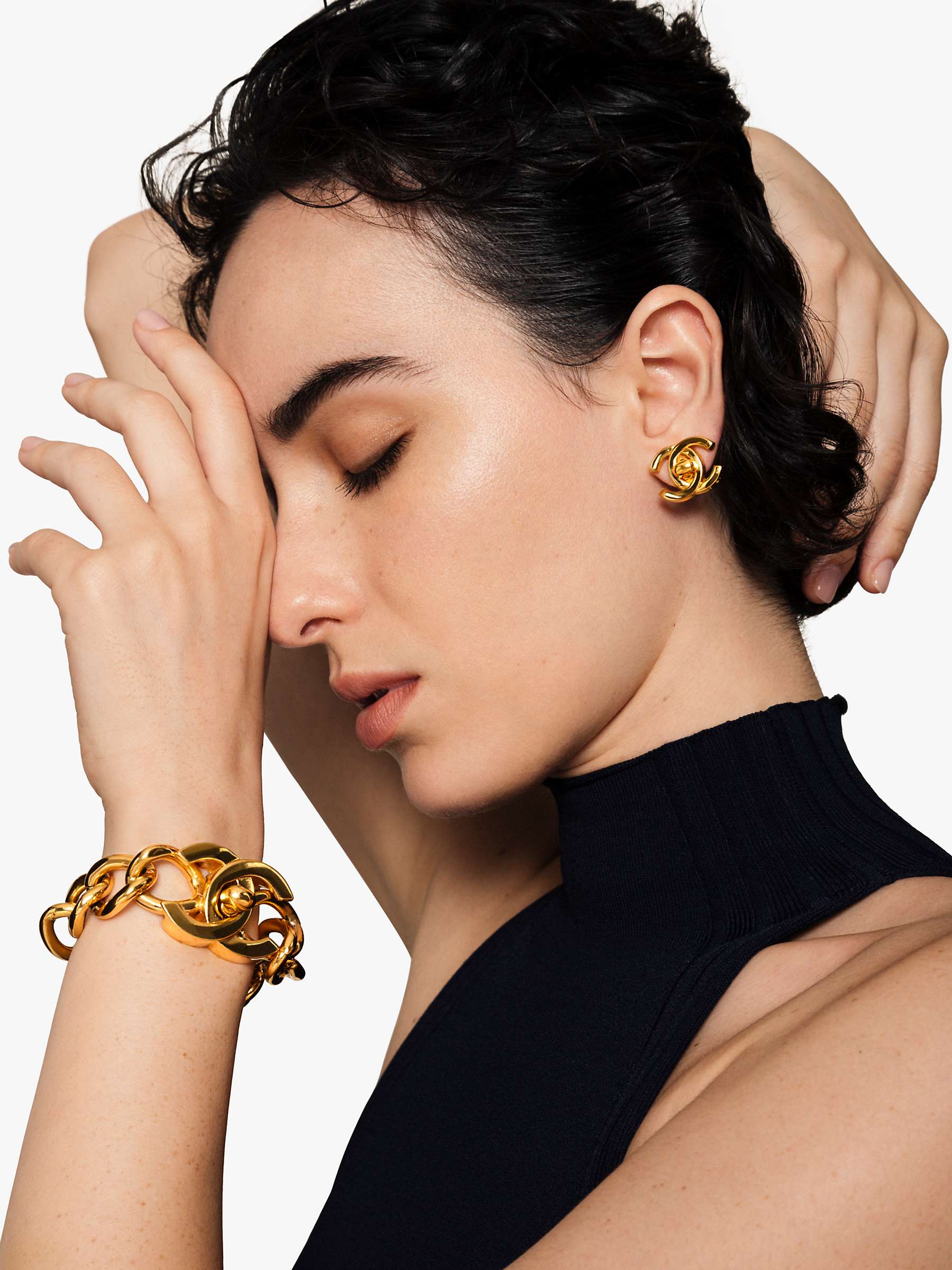 Buy Susan Caplan Vintage Chanel Turn Lock Clip-On Earrings, Dated 1995 Online at johnlewis.com