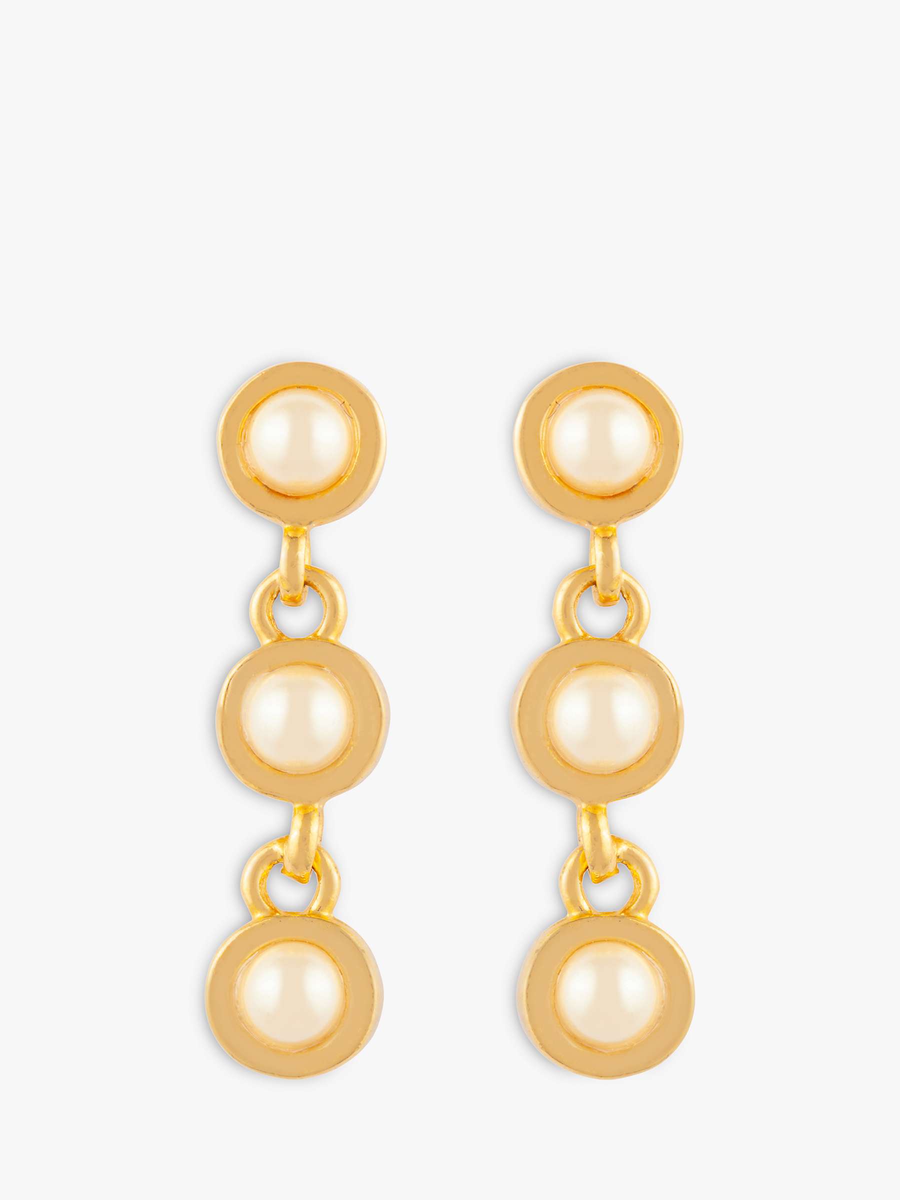 Buy Susan Caplan Vintage Rediscovered Collection Faux Pearl Gold Plated Drop Earrings, Gold Online at johnlewis.com