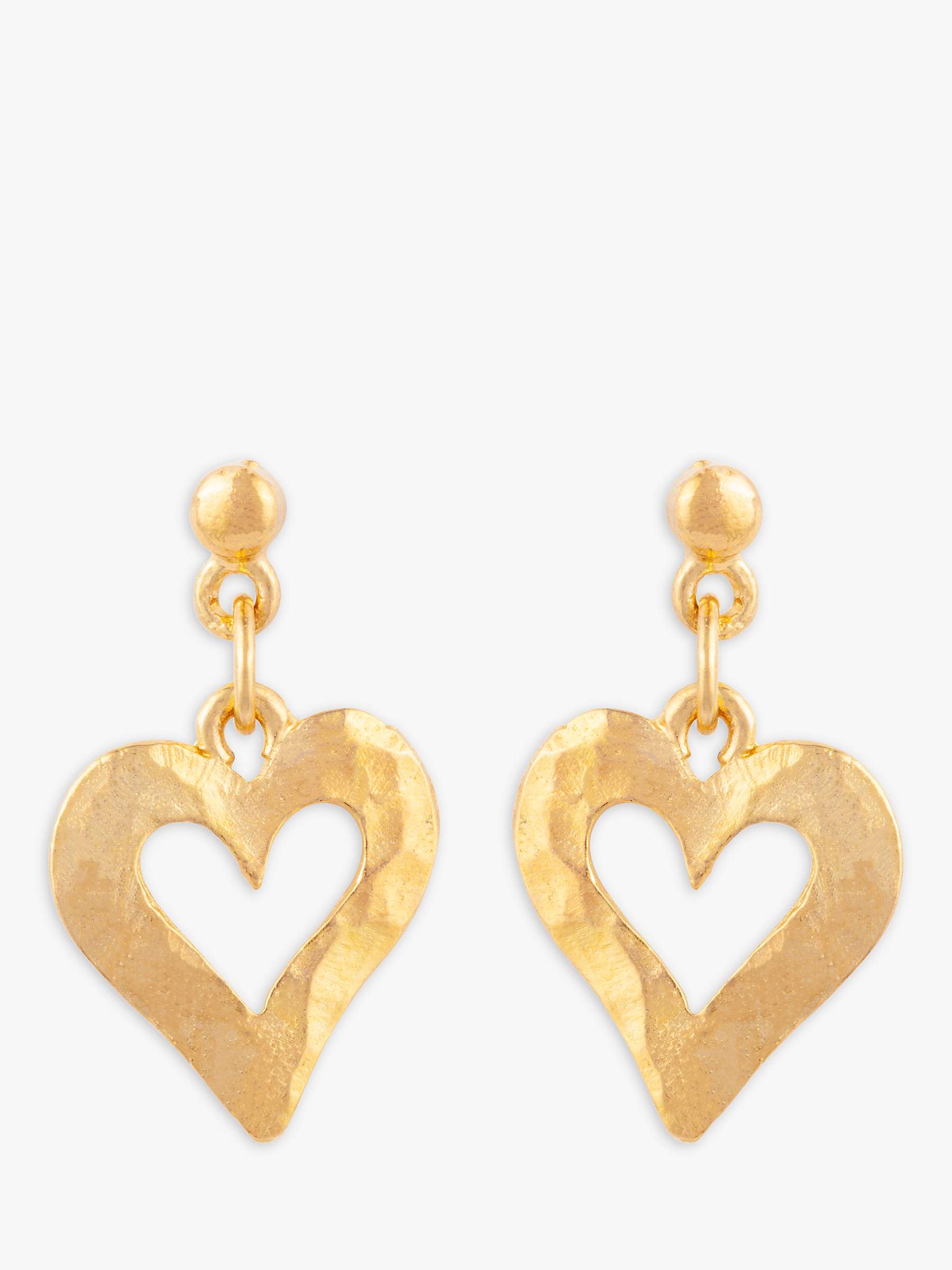 Buy Susan Caplan Vintage Rediscovered Collection Hammered Heart Drop Earrings, Gold Online at johnlewis.com