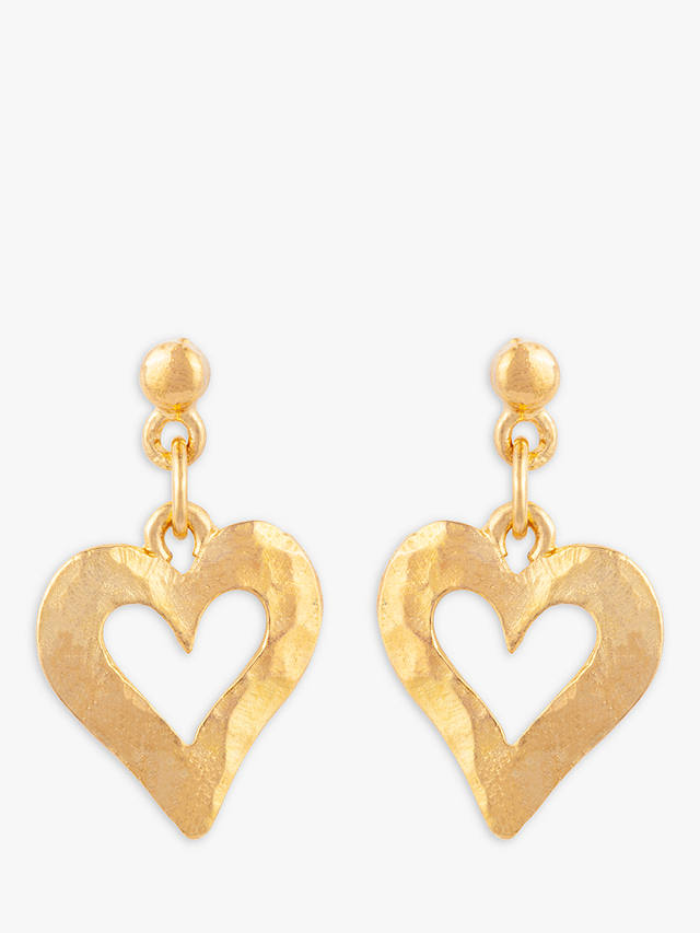 Susan Caplan Vintage Rediscovered Collection Hammered Heart Drop Earrings, Gold