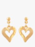 Susan Caplan Vintage Rediscovered Collection Hammered Heart Drop Earrings, Gold