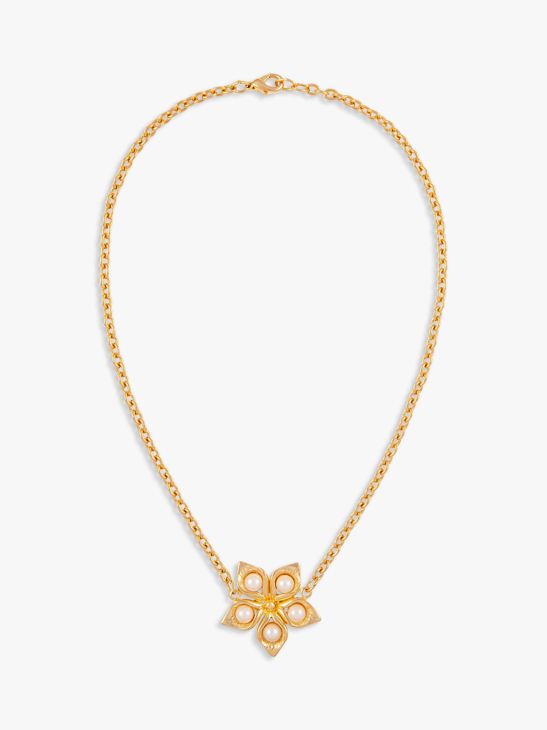 Buy Susan Caplan Vintage Rediscovered Collection Faux Pearl Floral Pendant Necklace, Gold Online at johnlewis.com