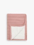 John Lewis Kids' Cable Knit Sherpa Fleece Throw, 150 x 100cm, Plaster Pink