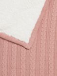 John Lewis Kids' Cable Knit Sherpa Fleece Throw, 150 x 100cm, Plaster Pink