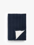 little home at John Lewis Cable Knit Sherpa Fleece Throw, Navy