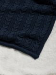 John Lewis Cable Knit Sherpa Fleece Throw, Navy