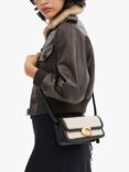 Coach Idol 23 Canvas Leather Trim Shoulder Bag, Salt Stone/Black