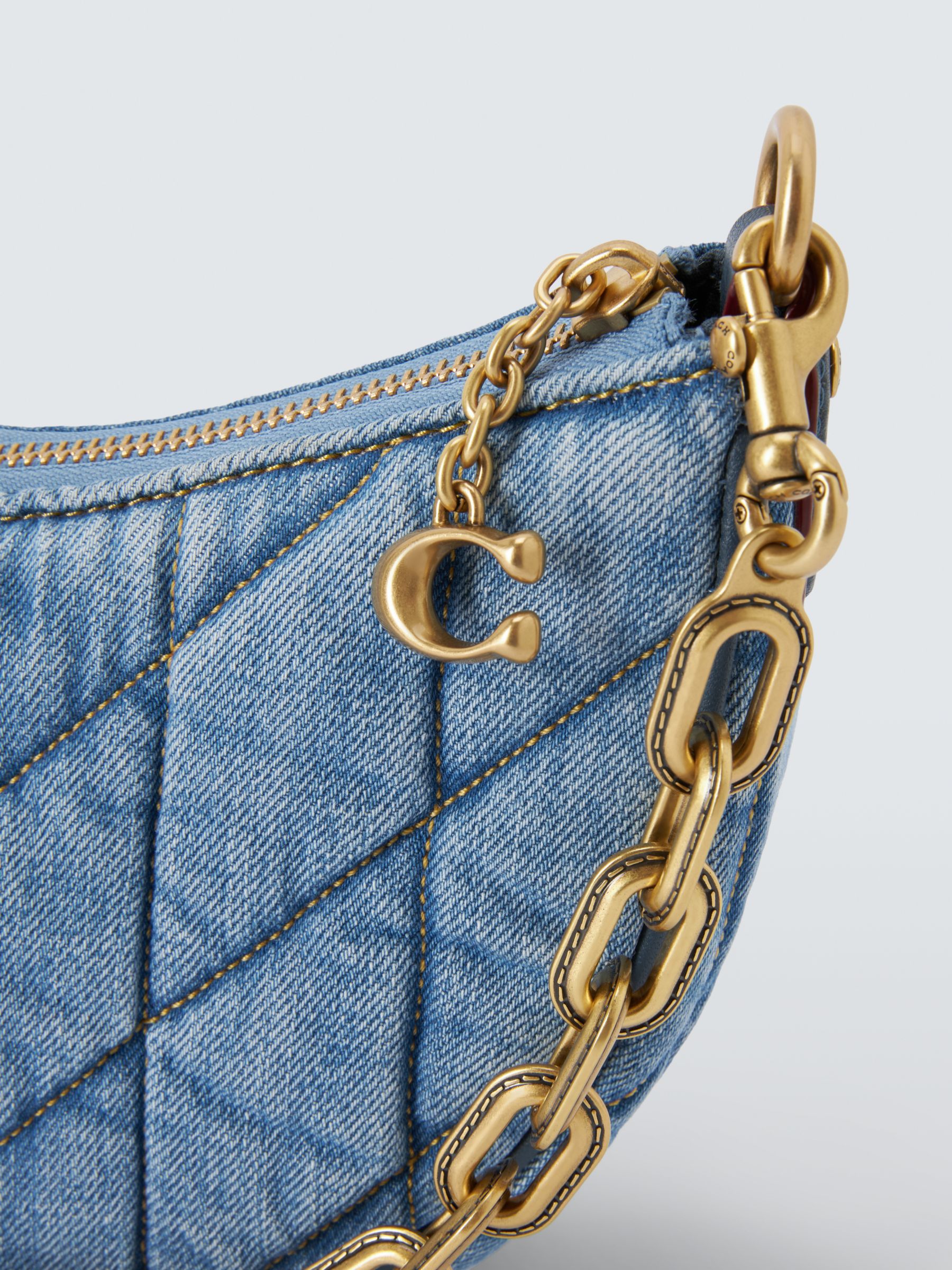 Buy Coach Mira Crescent Denim Chain Strap Cross Body Bag, Indigo Online at johnlewis.com