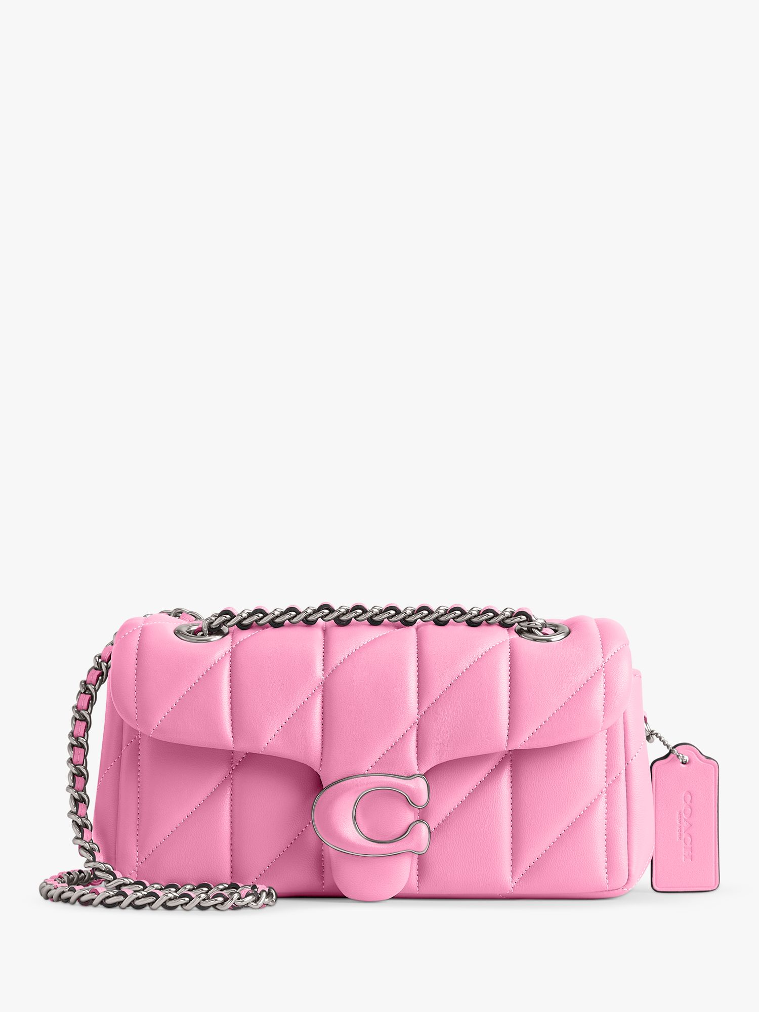 Coach Tabby 20 Quilted Leather Chain Strap Cross Body Bag, Vivid Pink ...
