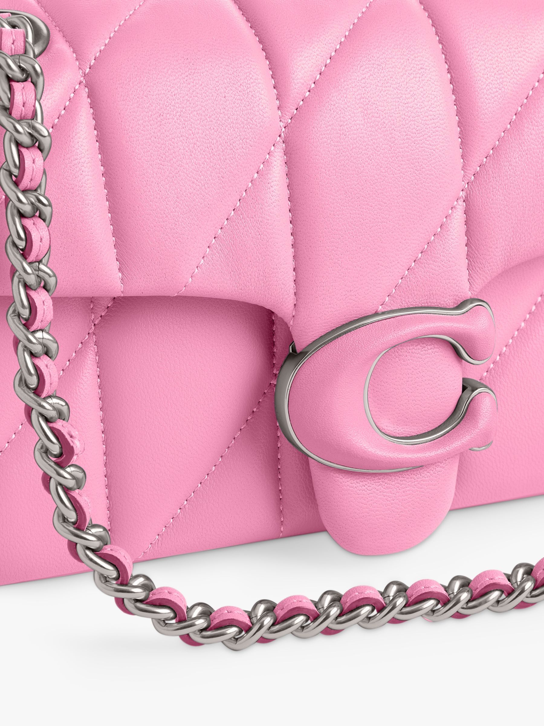 Coach Tabby 20 Quilted Leather Chain Strap Cross Body Bag, Vivid Pink