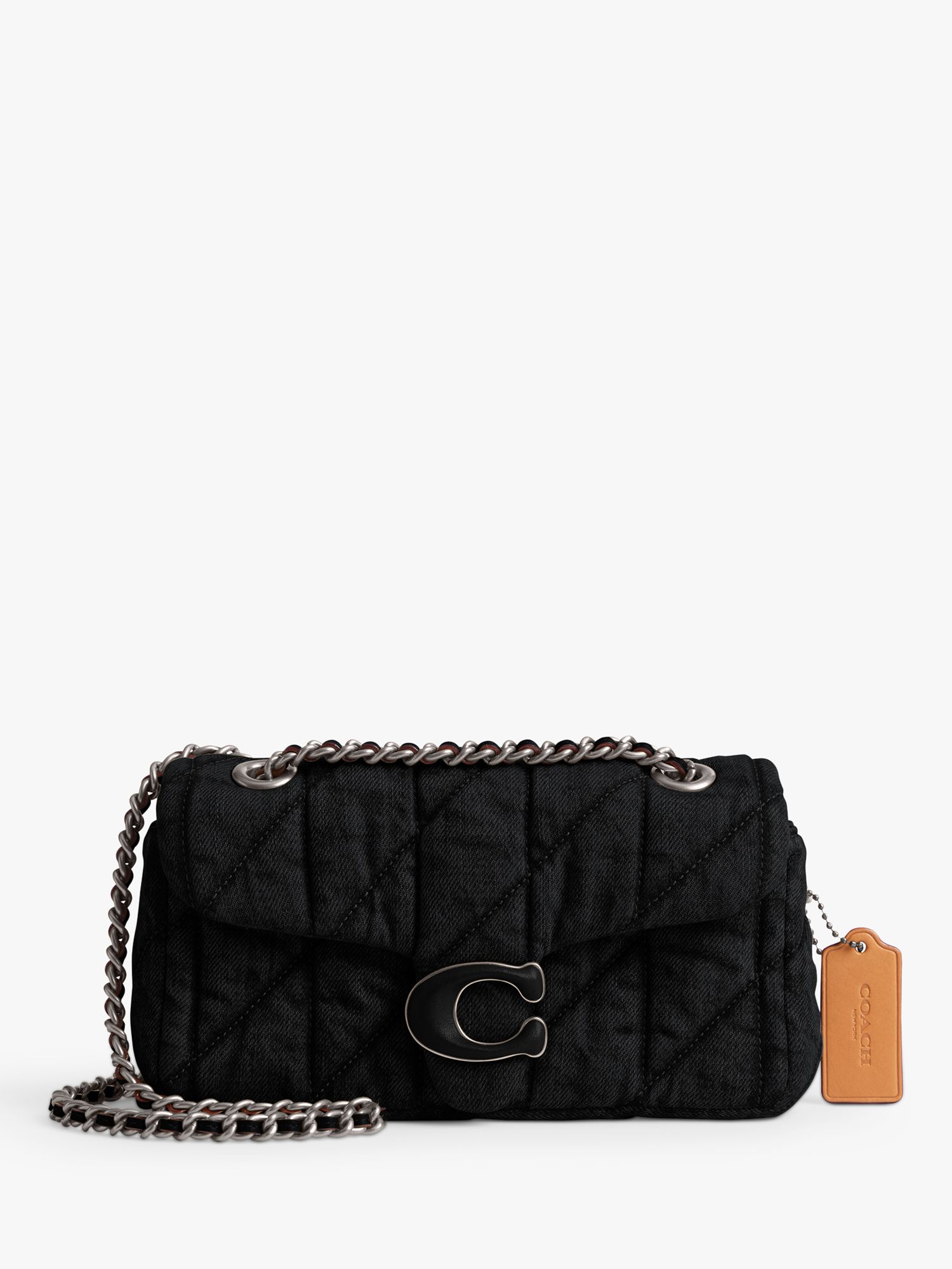 Coach Tabby 20 Quilted Denim Cross Body Bag, Black at John Lewis & Partners