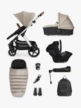 Silver Cross Tide Pushchair, Carrycot & Accessories With Dream i-Size Car Seat and Base Bundle, Stone