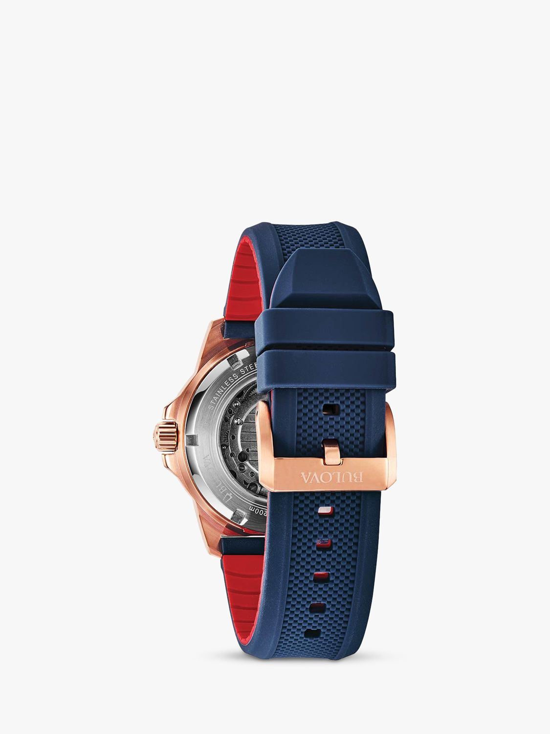 Bulova 98A227 Men's Marine Star Automatic Heartbeat Silicone Strap Watch, Blue