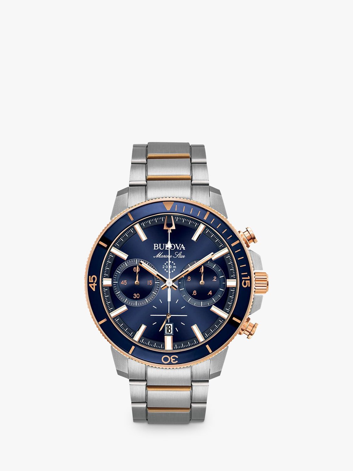 Buy Bulova 98B301 Men's Marine Star Chronograph Bracelet Strap Watch, Silver/Blue Online at johnlewis.com