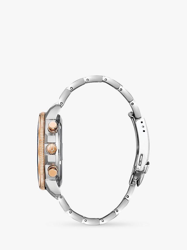 Bulova 98B301 Men's Marine Star Chronograph Bracelet Strap Watch, Silver/Blue
