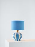 John Lewis Burano Striped Ceramic Table Lamp, Blue/Cream
