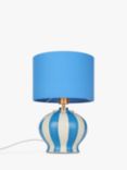 John Lewis Burano Striped Ceramic Table Lamp, Blue/Cream