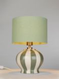 John Lewis Burano Striped Ceramic Table Lamp, Myrtle/Putty