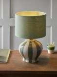 John Lewis Burano Striped Ceramic Table Lamp, Myrtle/Putty