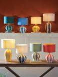 John Lewis Burano Striped Ceramic Table Lamp, Teal/Sophia Green