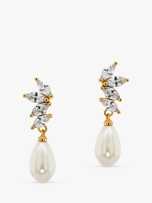 Ivory & Co. Crystal and Faux Pearl Drop Earrings, Gold