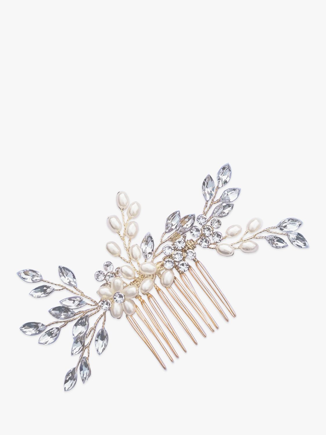 Ivory & Co. Crystal and Faux Pearl Hair Comb, Gold
