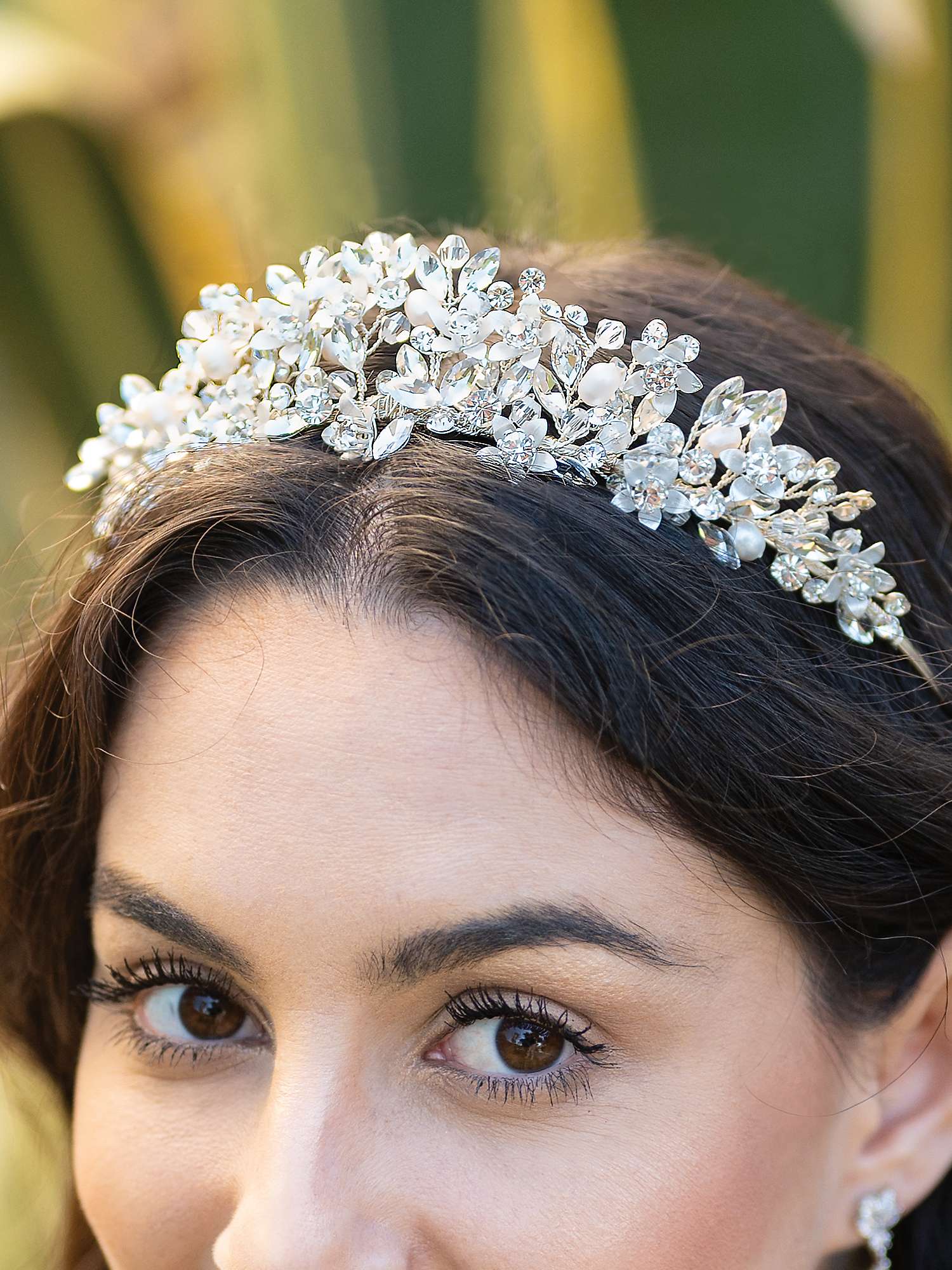 Buy Ivory & Co. Samira Floral Crystal and Pearl Hair Band, Silver Online at johnlewis.com
