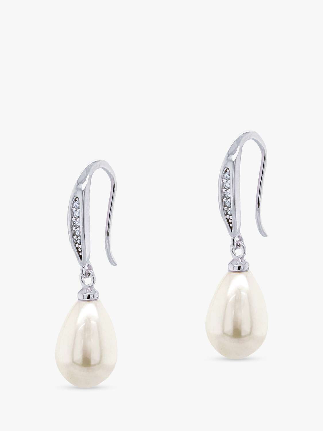 Buy Ivory & Co. Crystal and Faux Pearl Drop Hook Earrings, Silver/White Online at johnlewis.com