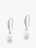 Ivory & Co. Crystal and Faux Pearl Drop Hook Earrings, Silver/White