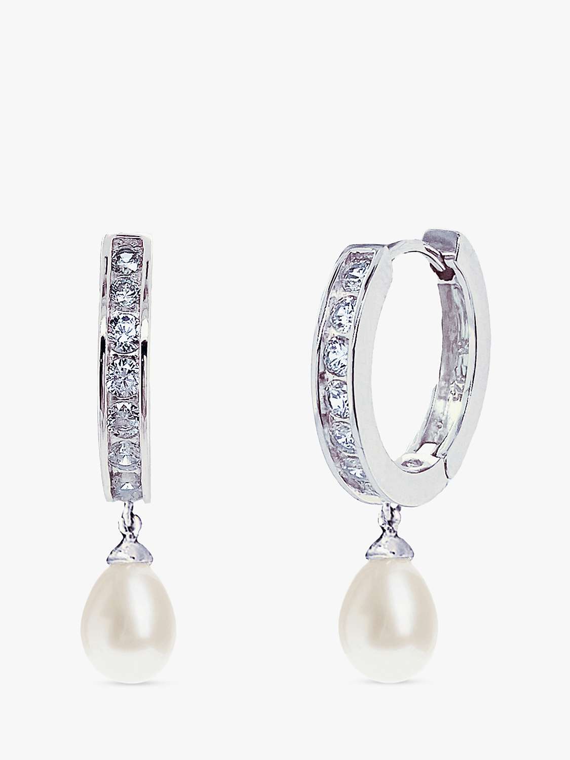 Buy Ivory & Co. Canterbury Crystal and Faux Pearl Hoop Earrings, Silver/White Online at johnlewis.com