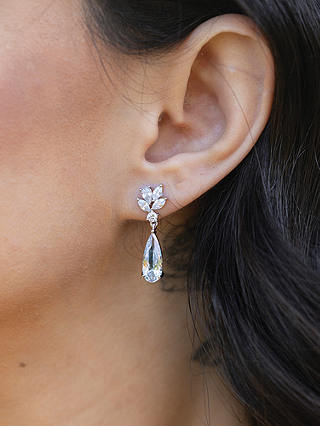 Ivory & Co. Crystal Teardrop Drop Earrings, Silver
