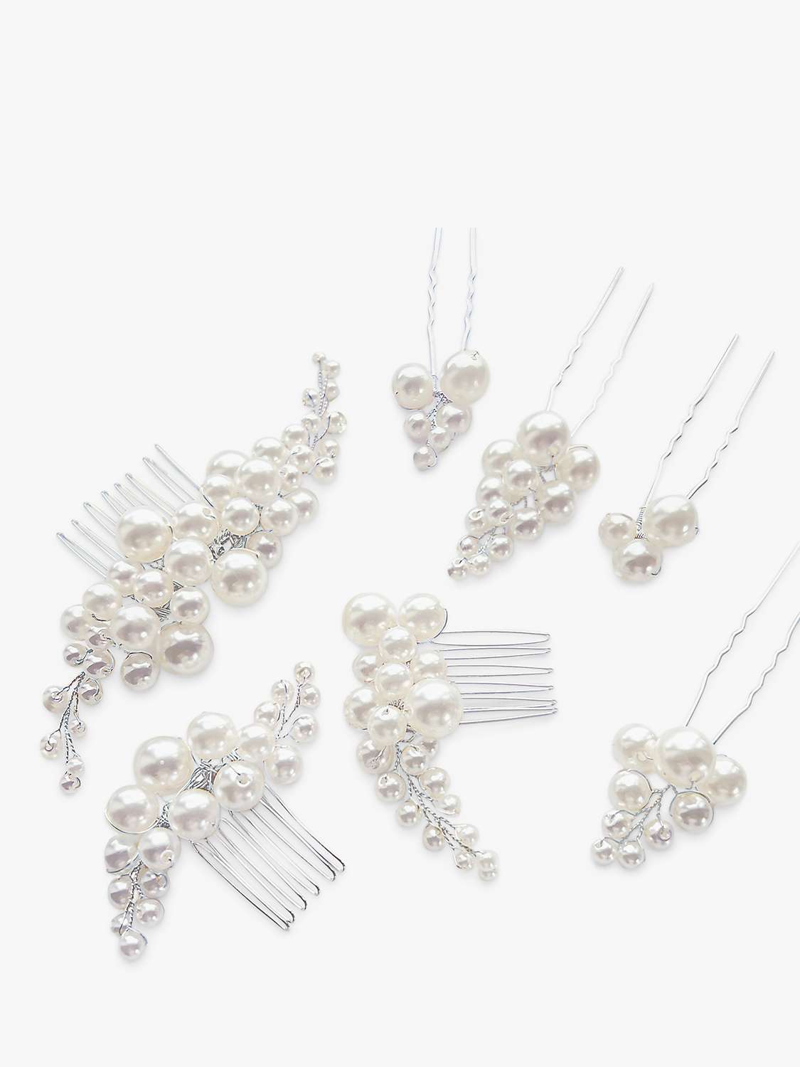 Buy Ivory & Co. Faux Pearl Hair Pin, Set of 7, Silver/White Online at johnlewis.com
