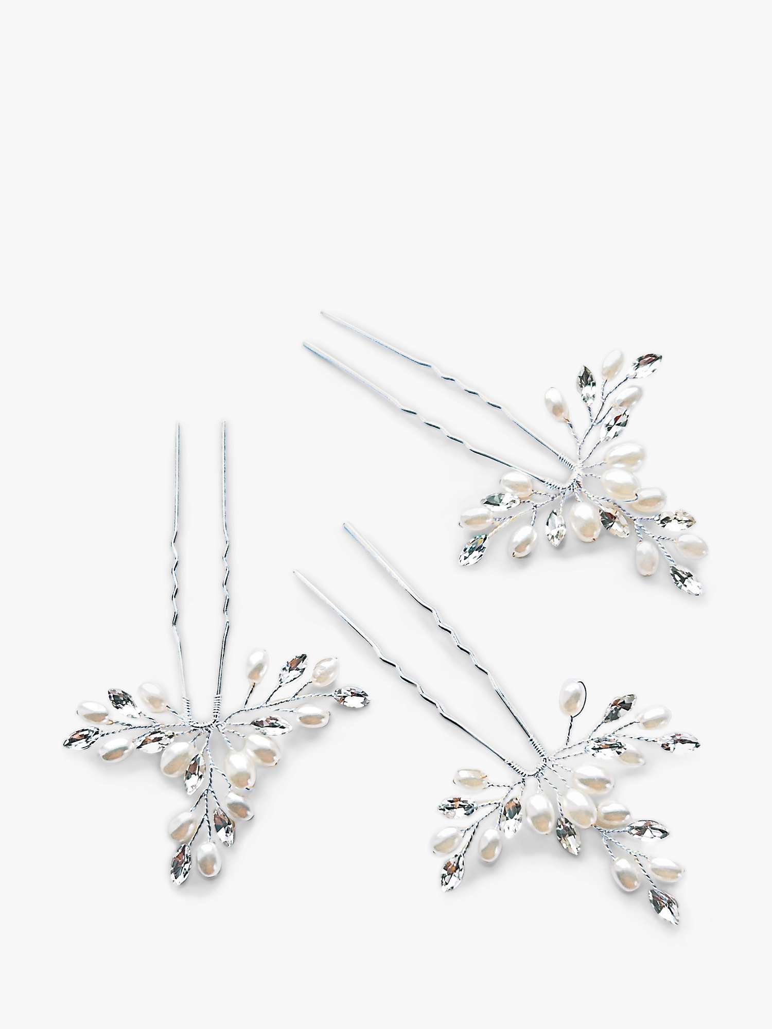 Buy Ivory & Co. Crystal and Faux Pearl Hair Pin, Set of 3, Silver Online at johnlewis.com