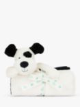 Jellycat Bashful Puppy Baby Blankie, Black/Cream