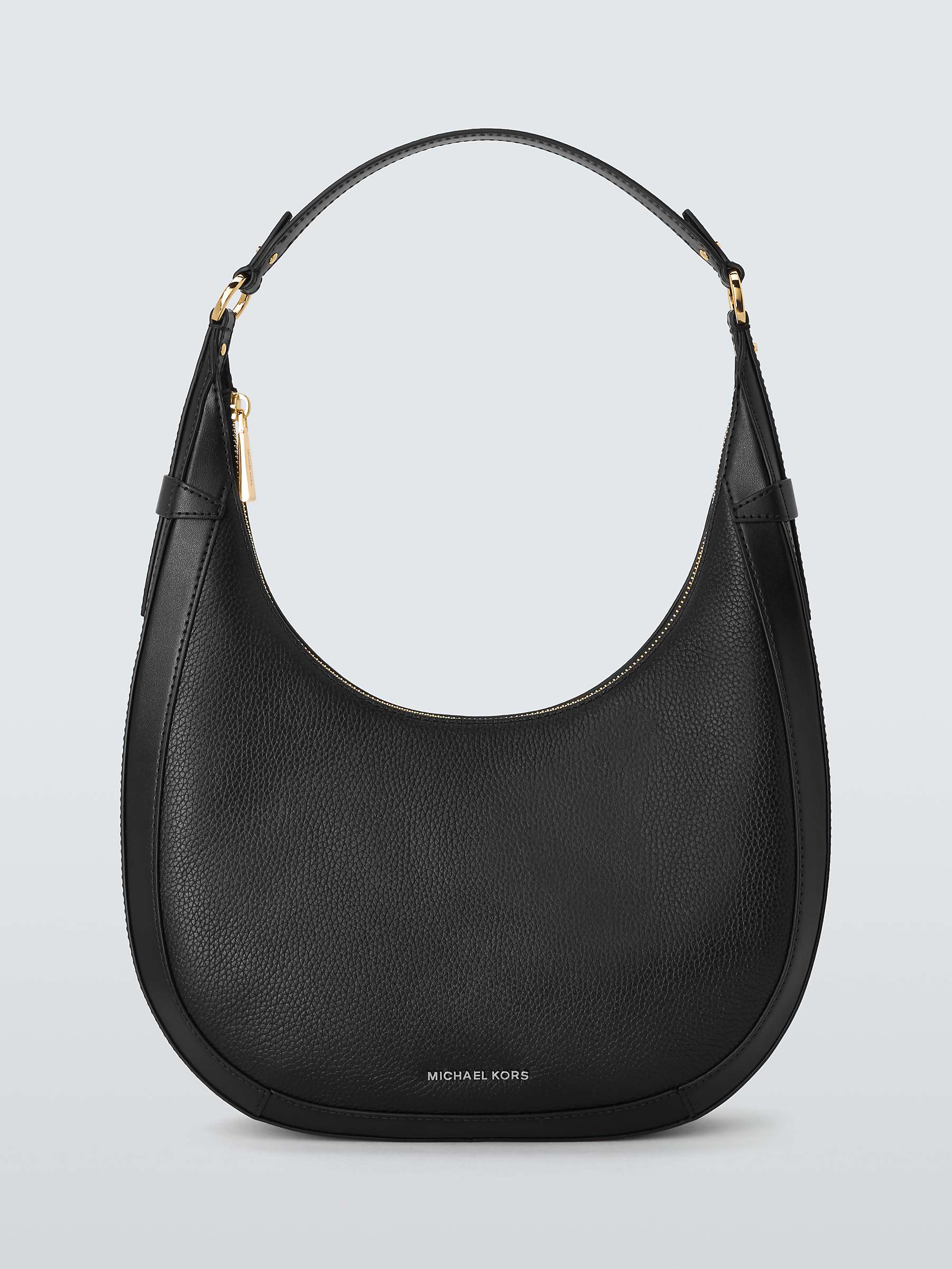 Buy Michael Kors Preston Leather Hobo Shoulder Bag, Black Online at johnlewis.com